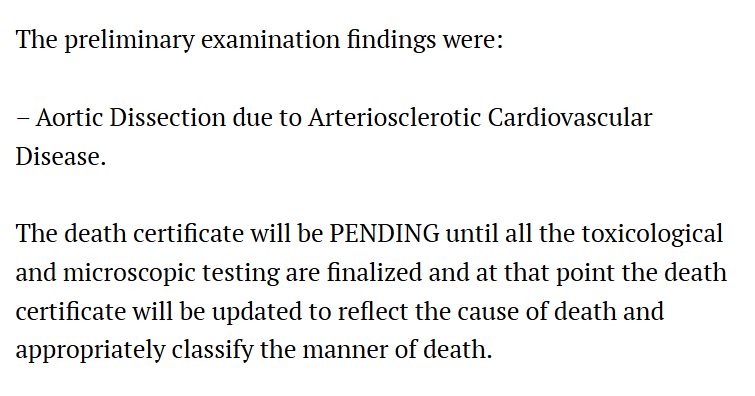 DC medical examiner says Lindsey Graham's preliminary cause of death is aortic dissection due to arteriosclerotic cardiovascular disease