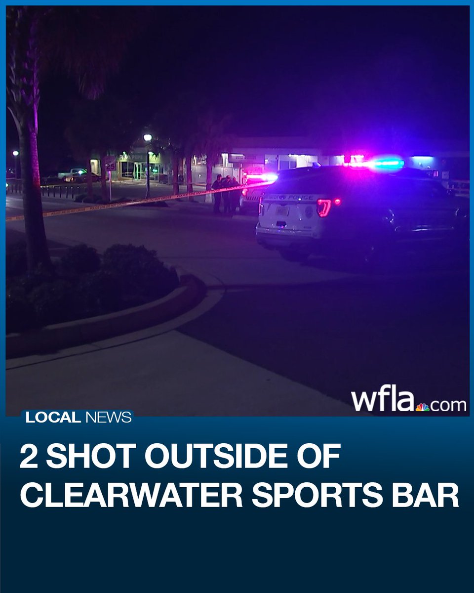 Clearwater police say two people showed up at the hospital with gunshot wounds after shots rang out outside of a sports bar early this morning
