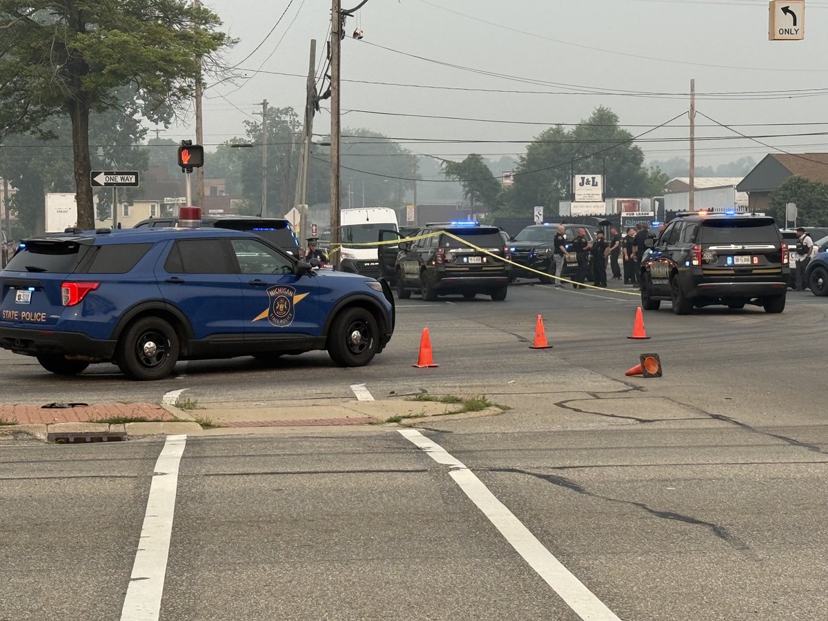 A Kalamazoo County deputy was shot and injured this morning amid a struggle with a suspect who then stolen his cruiser and led other officers on a chase before crashing and being arrested, authorities say