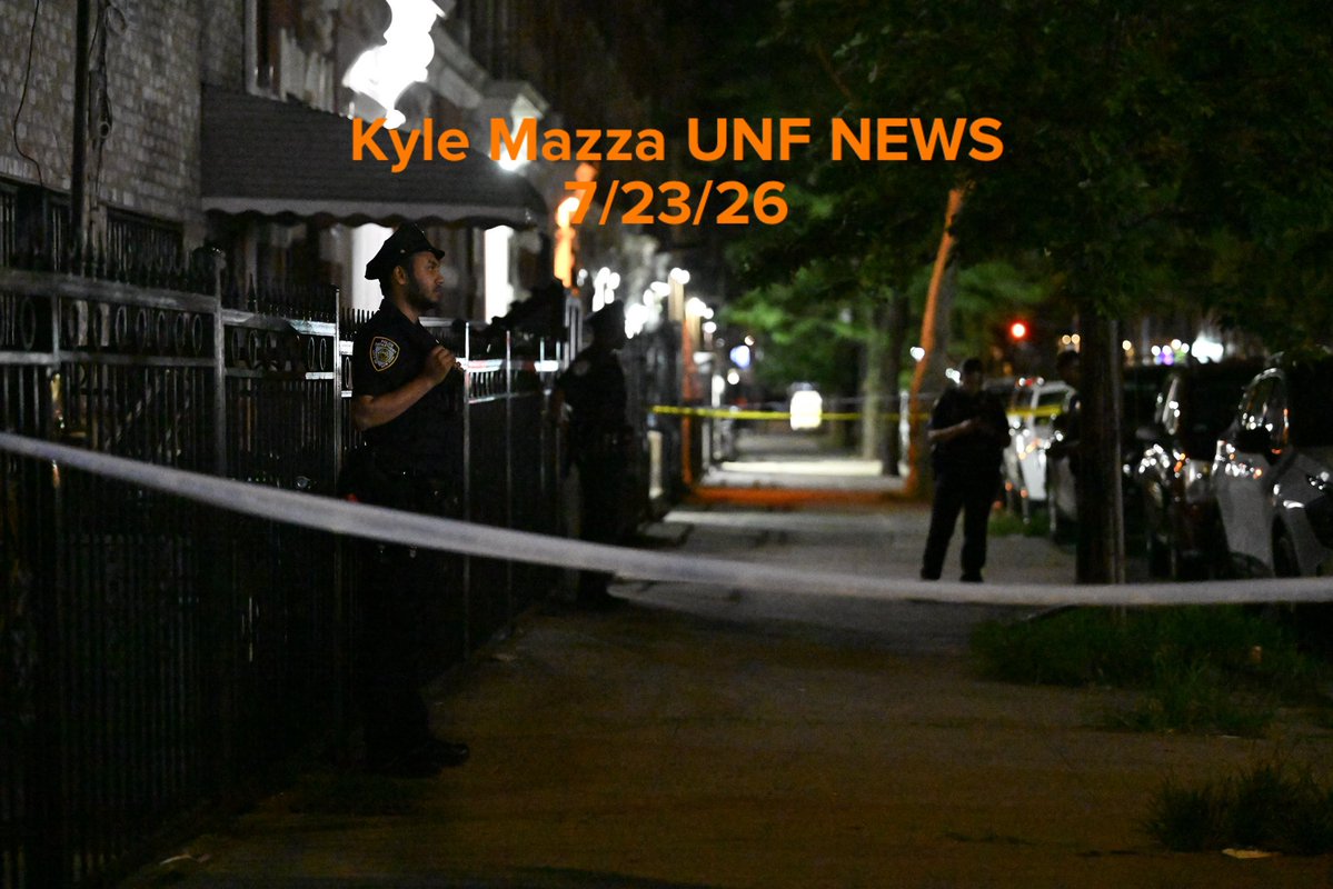 NYPD officers work the scene where a woman was injured after being shot to the abdomen at 2309 Crotona Avenue within the confines of the 48 precinct in Bronx, New York, United States on Thursday, July 23, 2026. Thursday evening at approximately 10:34pm police responded and found a woman shot to the abdomen and she was transported to St. Barnabas hospital and originally listed in stable condition. There are no arrests and the investigation is ongoing