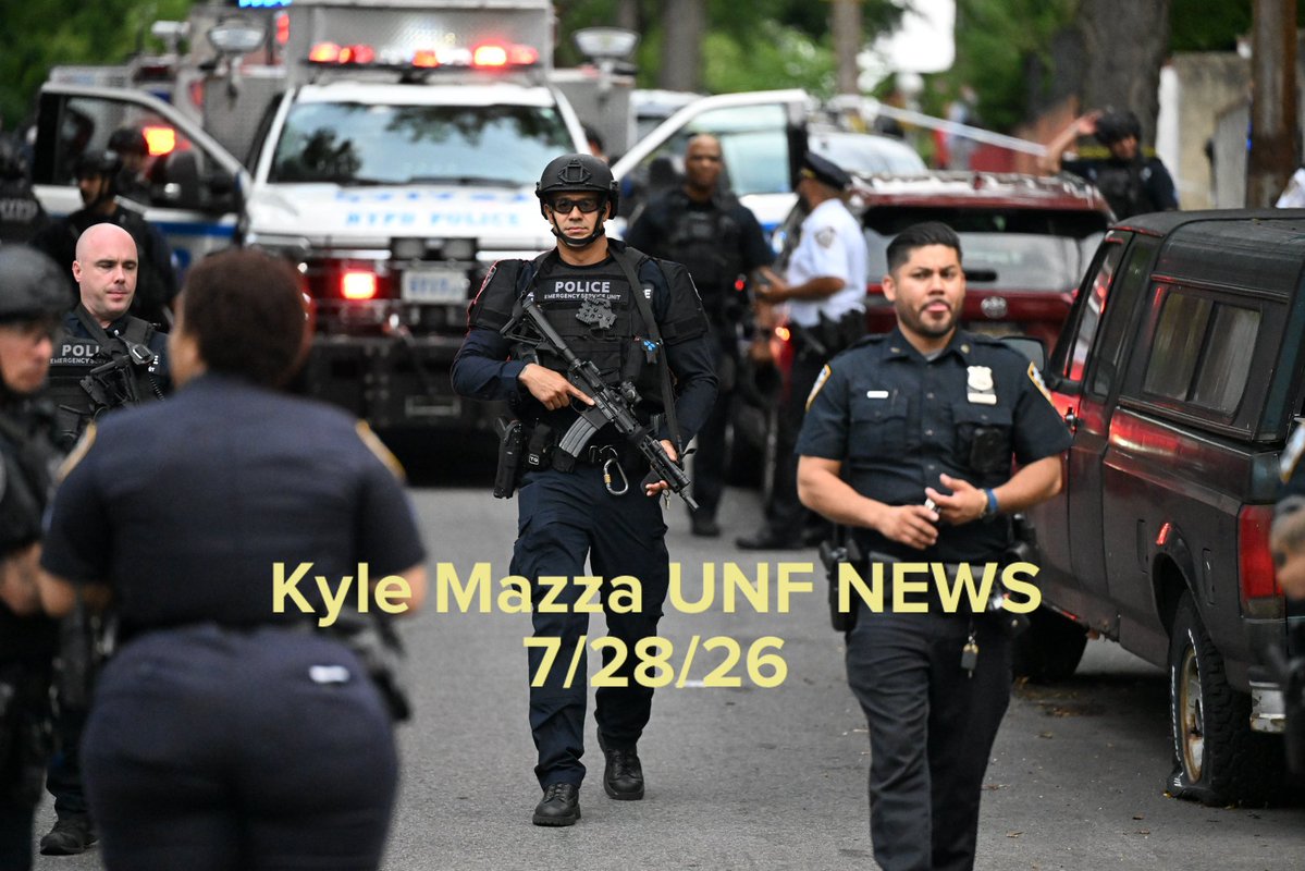 NYPD officers work the scene where a 59-year-old man was shot to the lower back at 4314 Boyd Avenue during a neighbor dispute reportedly over loud noise in Bronx, New York, United States on Tuesday, July 28, 2026. Several NYPD officers in tactical gear converged on the scene to investigate. There are no arrests and the investigation remains ongoing by the NYPD.
