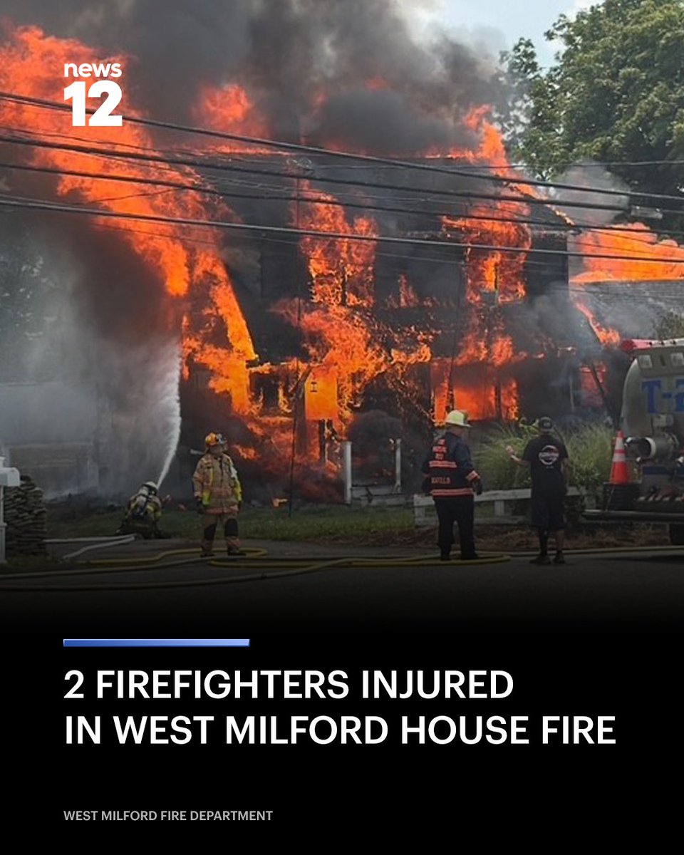 Heavy fire destroyed a home in WestMilford, leaving two firefighters injured