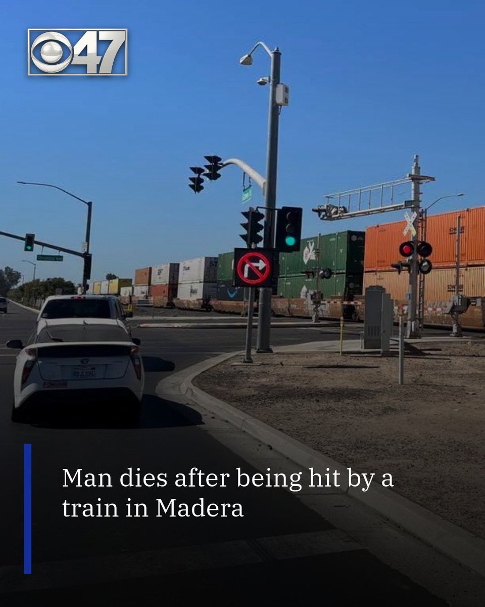A man is dead after being hit by a train in Madera  along the tracks near Yosemite Avenue and Gateway Drive