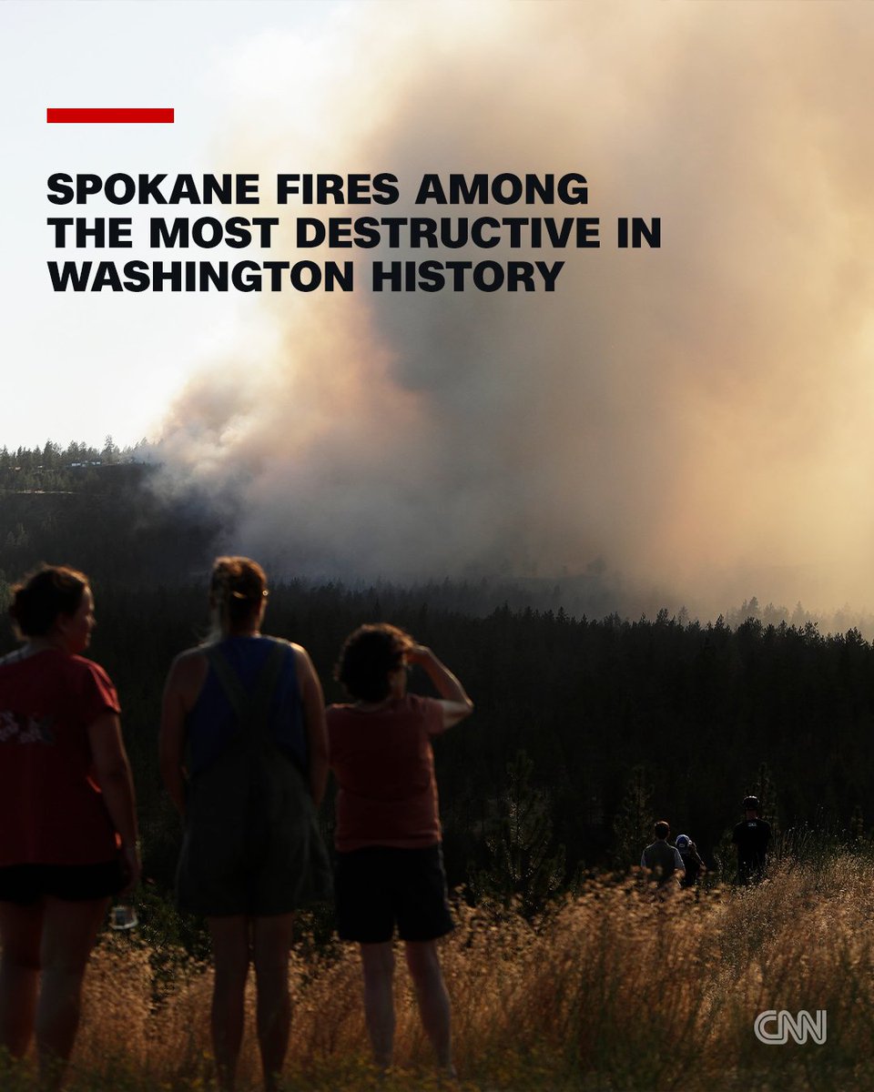 At least 600 structures have been destroyed and thousands have evacuated as crews fight wildfires in Spokane County, Washington.