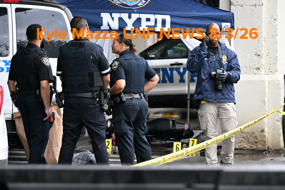 NYPD officers work the scene and utilize evidence markers where a 50-year-old man was fatally shot multiple times in front of 672 Sagamore Street within the confines of the 49 precinct in Bronx, New York, United States
