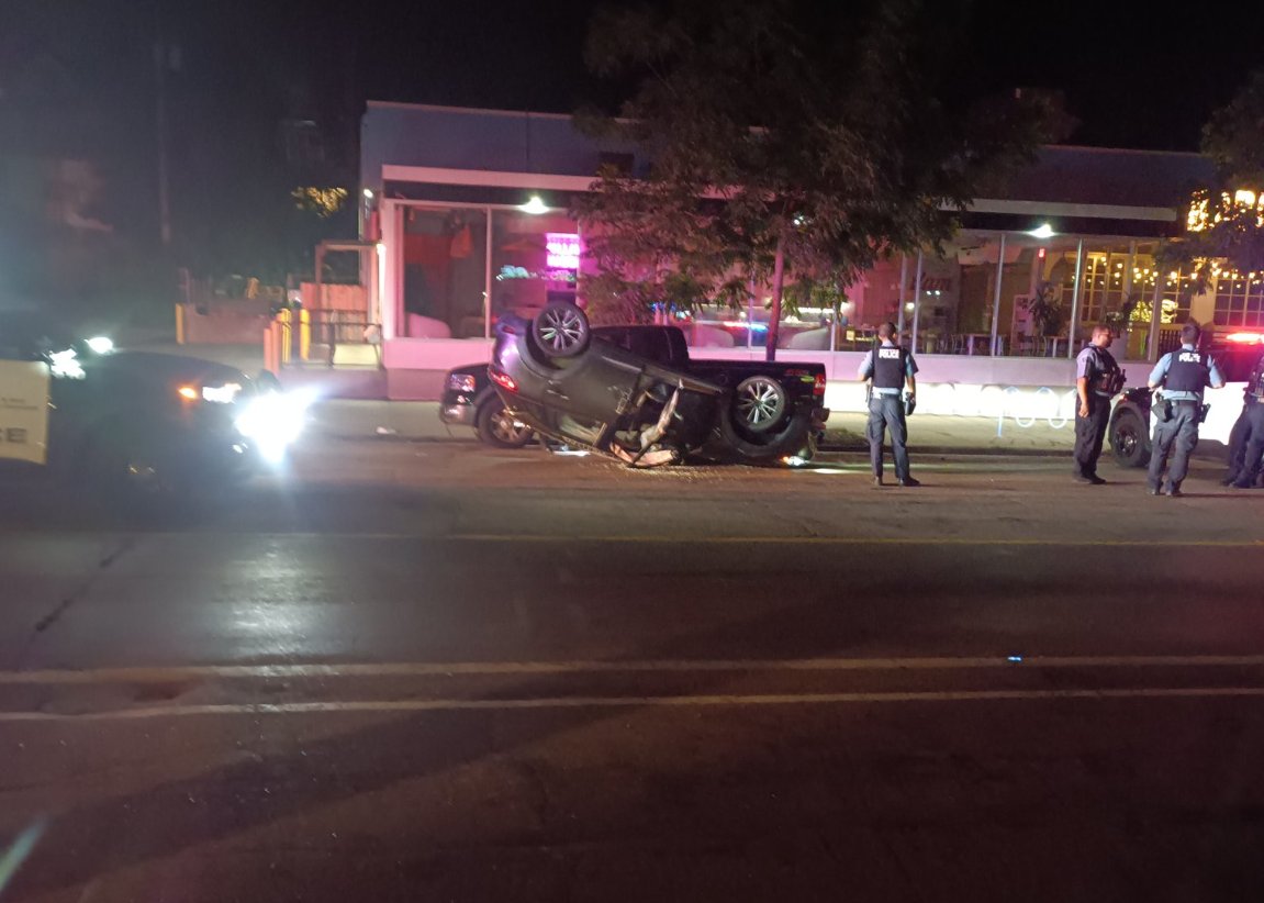 From the scene of the rollover crash at 24th and Lyndale Ave S. A bystander says it looks like a single vehicle crash with nothing nearby damaged