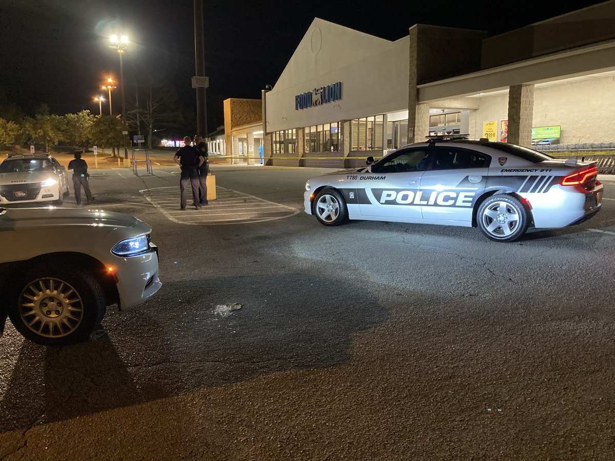 A man was hospitalized after a late-night shooting outside a Durham grocery store, police said. Officers searched the area for evidence as the investigation continued.