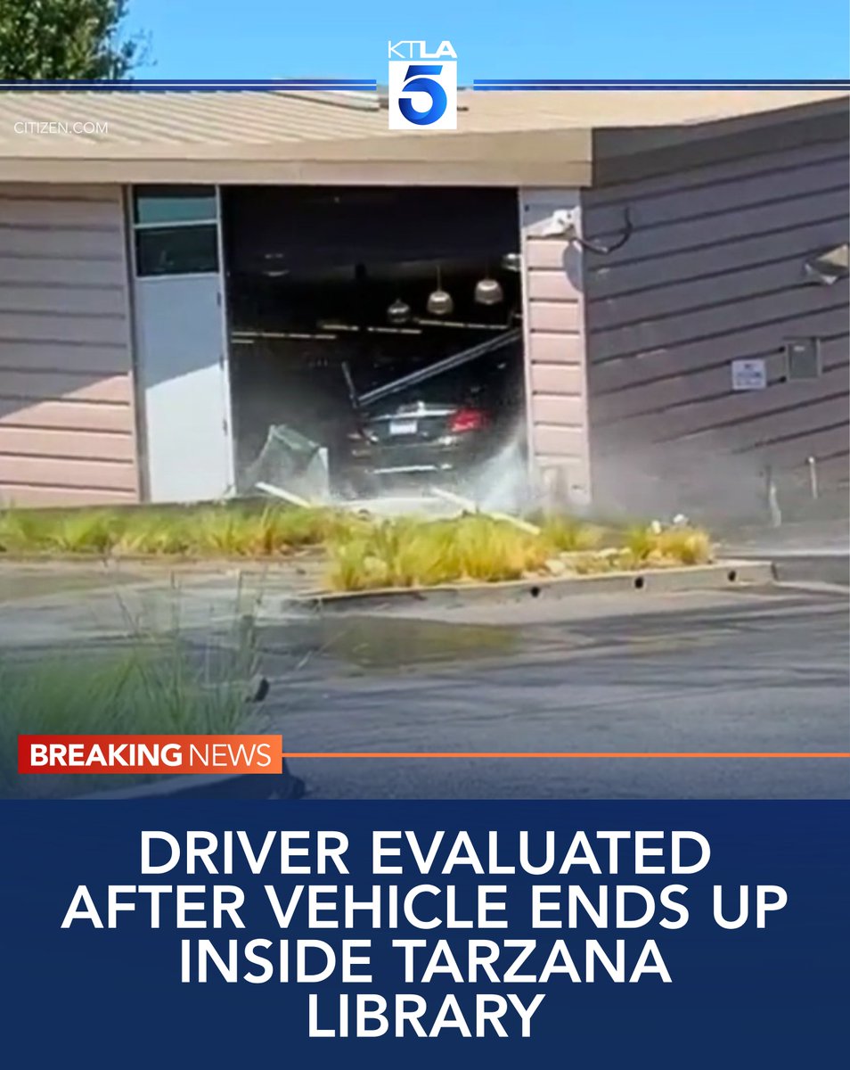 A motorist apparently lost control of a vehicle and crashed through the side of a public library in Los Angeles