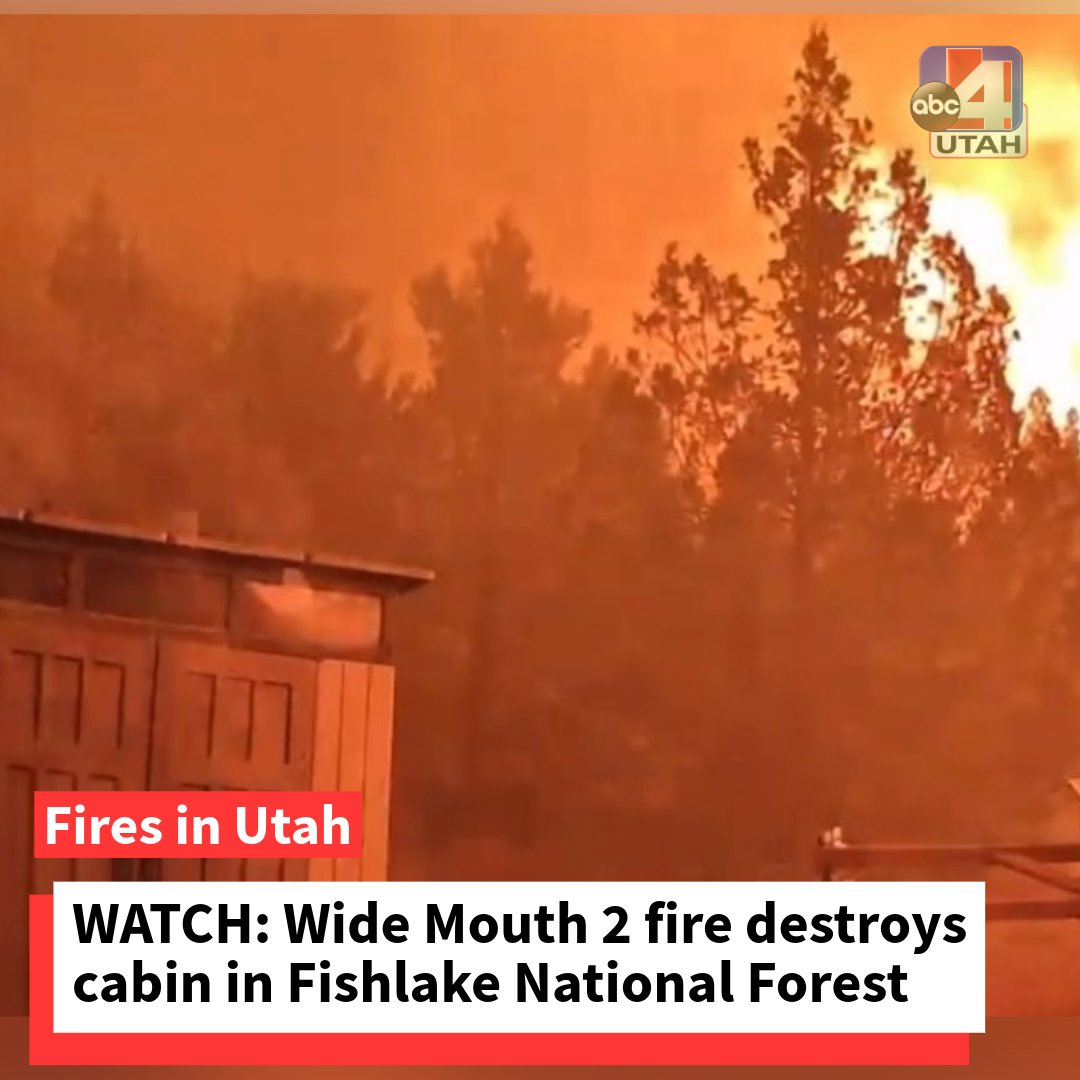 Security camera footage captured the moments the fast-growing Wide Mouth 2 fire reached and is believed to have destroyed a cabin in Fishlake National Forest