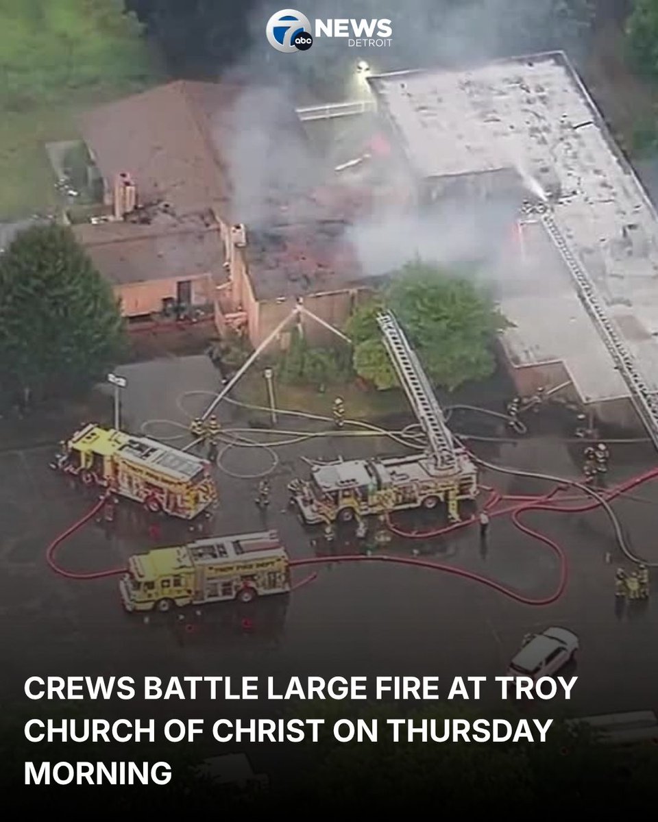 Troy, Michigan  3rd alarm   800 trombley drive   3rd alarm transmitted for the church on fire - heavy fire through the roof, lines pulled for defensive operations / additional units to the scene   ap-stafffire crews in troy battled a large fire at the troy church of christ, off of rochester rd.