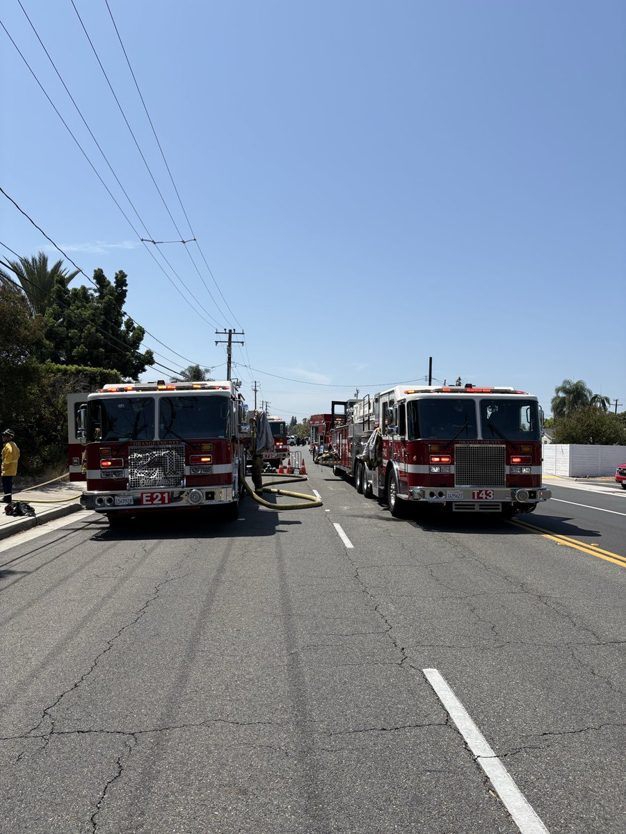 At approximately 1043 this morning, crews responded to the 14000 block of Holt in the City of Tustin for a working attic fire. Approximately 32 firefighters were on scene. Crews achieved knockdown in just 5 minutes. There were no civilian or firefighter injuries to report