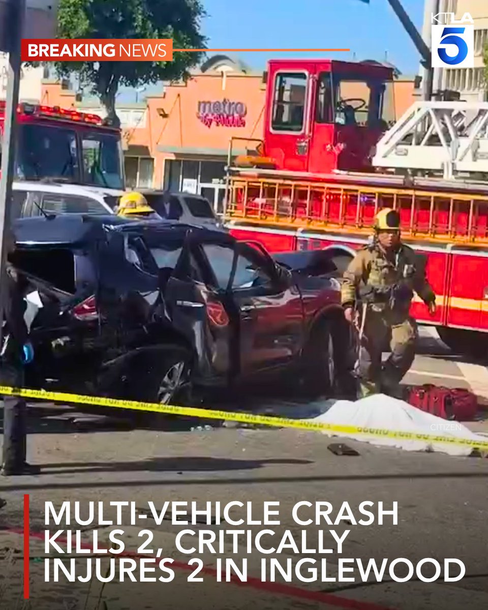 Two people were killed and two others were critically injured in a multi-vehicle crash in Southern California Saturday morning