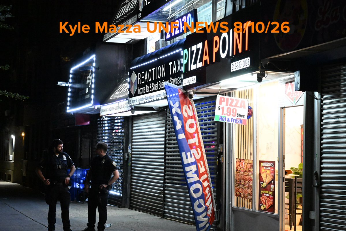 NYPD officers work the scene where a 23-year-old man was fatally stabbed to the stomach and a 23-year-old man was injured after being stabbed to the chest on Nagle Avenue in Manhattan, New York, United States on August 10, 2026. The stabbing transpired at 12:42 am Monday morning, the 23-year-old man who was stabbed to the chest was transported to New York Presbyterian Hospital in stable condition and the 23-year-old man who was stabbed to the stomach was transported to Harlem Hospital where he was pronounced dead.