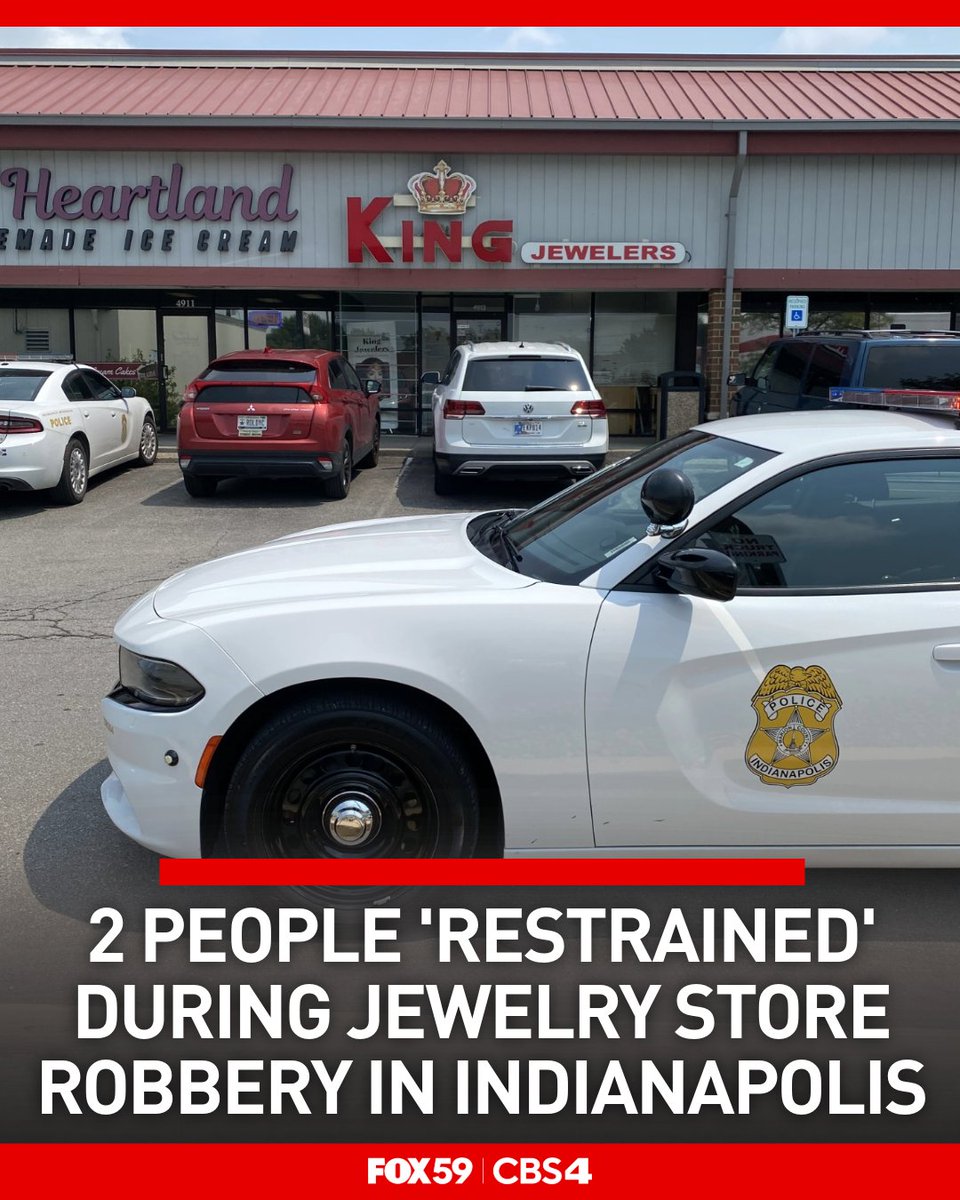 Police say two people were restrained during a jewelry store robbery on the southeast side of Indianapolis