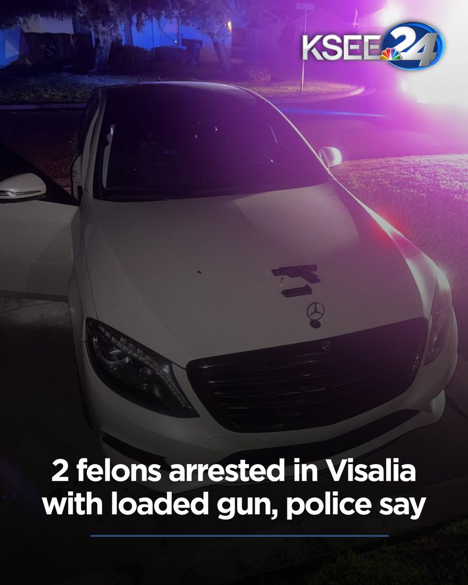 Two felons were arrested in Visalia after a report of a man armed with a firearm going door to door Sunday night, according to the Visalia Police Department