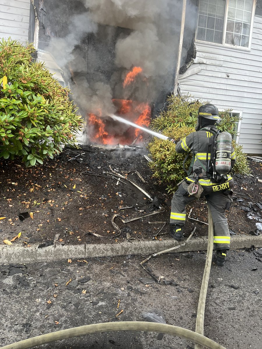 Puget Sound Fire, Renton RFA, and VRFA responded to a 2 alarm apartment fire in the 23600 101st Place SE. Firefighters arrived and rescued 2 residents, 1 dog, and 2 cats from a second floor balcony