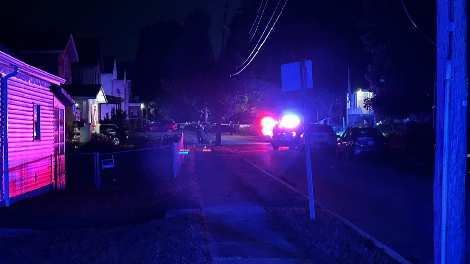 Police are searching for a suspect in Westwood after a man was shot in the leg