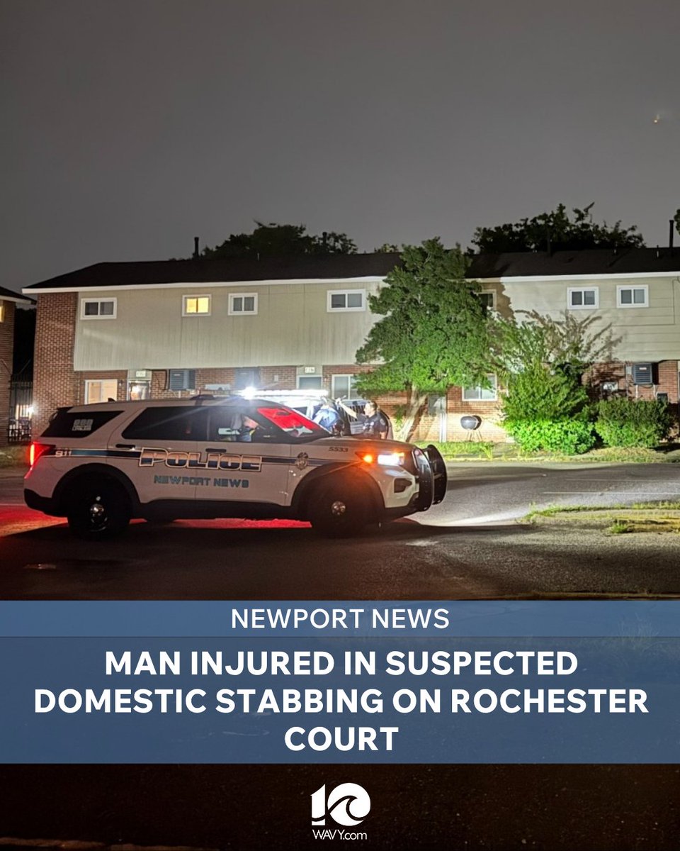 Police are investigating following a stabbing on Rochester Court in Newport News Sunday night