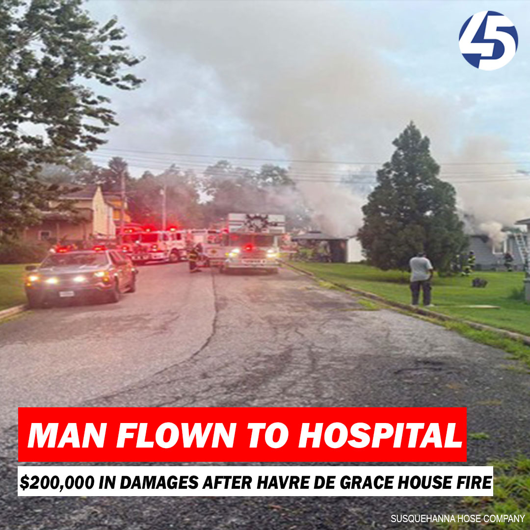 A 64-year-old man was flown to the hospital after a Havre de Grace house fire