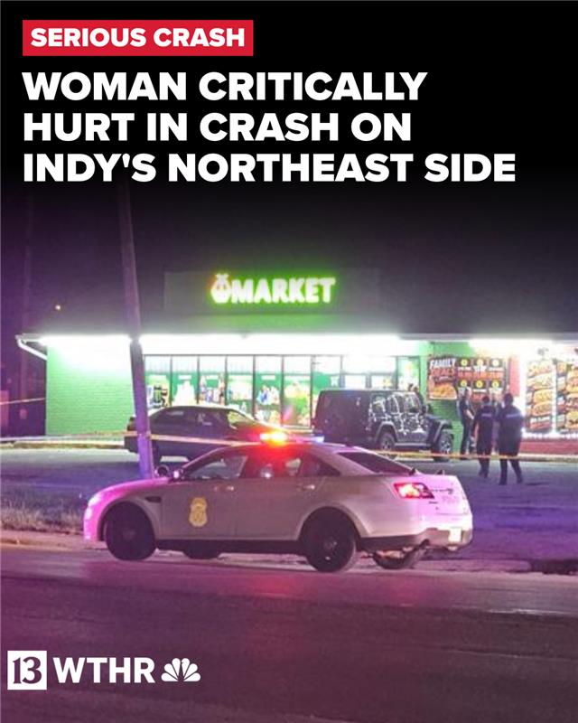 A woman is in critical condition after she was struck by a vehicle on the northeast side of Indianapolis late Friday