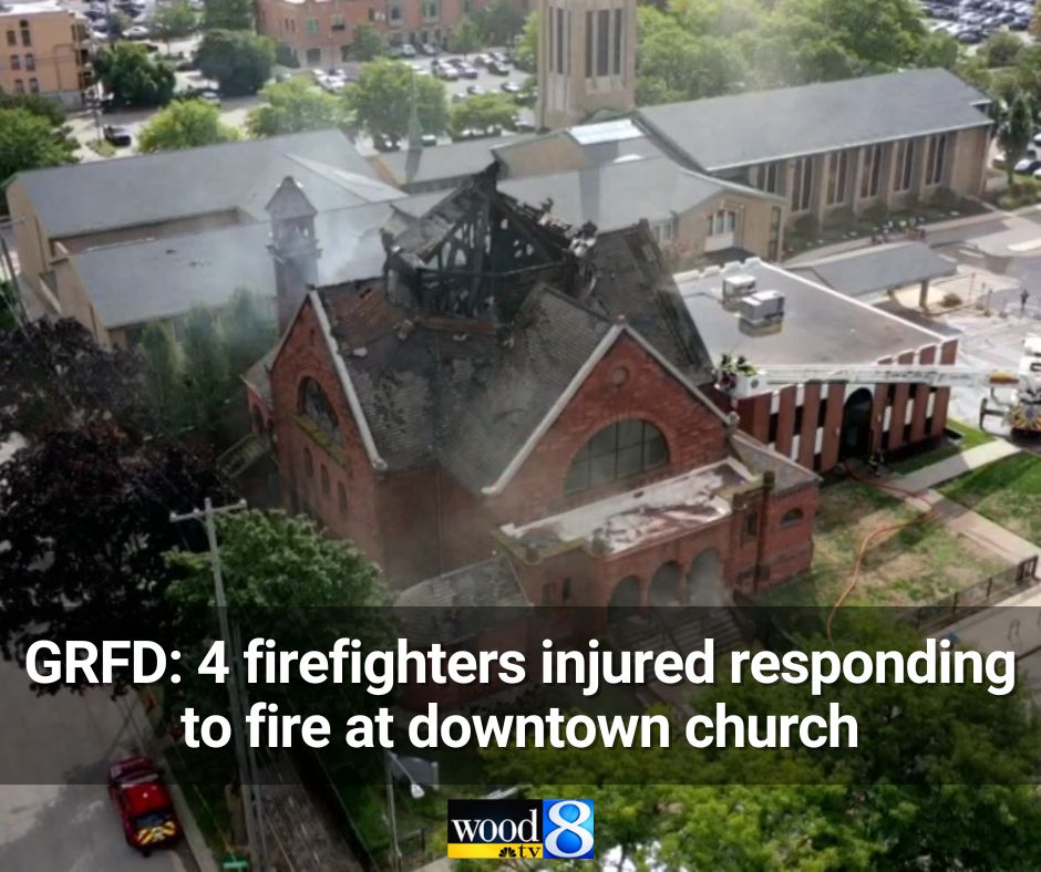A captain with the Grand Rapids Fire Department says four firefighters were injured while responding to the overnight fire at LaGrand Avenue
