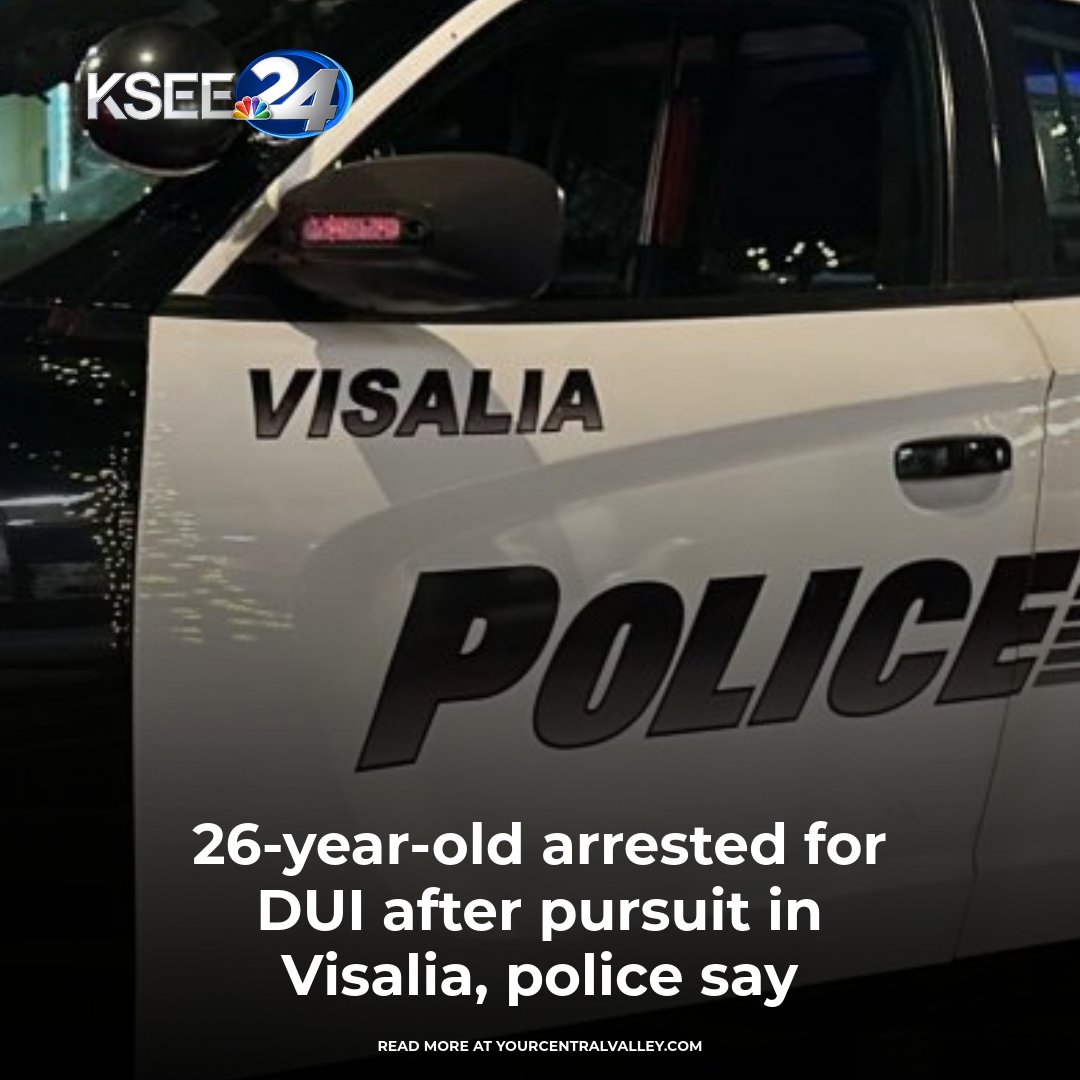 A 26-year-old driver was arrested for driving under the influence of alcohol after a pursuit in Visalia, according to the Visalia Police Department