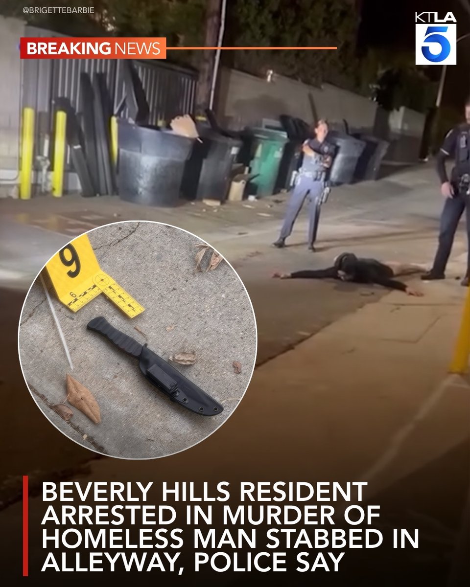 A Beverly Hills man has been arrested on suspicion of murder after he allegedly stabbed a homeless man to death behind a Beverly Hills apartment building