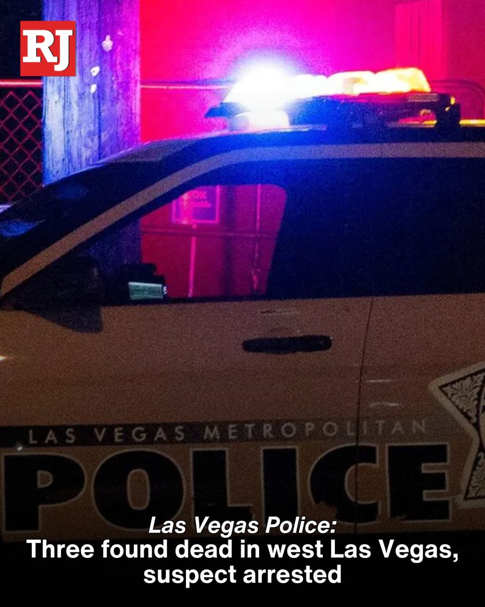 Three people were found dead in west Las Vegas Tuesday night, according to police. One suspect, who sustained a gunshot wound to the stomach, was apprehended, police said