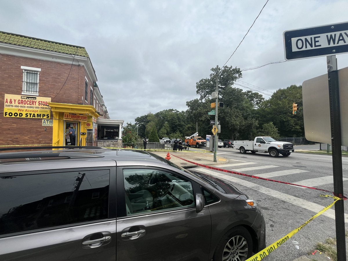 Baltimore Police confirm a shooting inside this corner store here on North Hilton Street in Southwest. Green Street Academy sits directly across the street