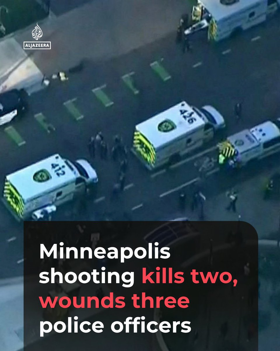 At least two people were killed and three police officers wounded after a gunman opened fire at an apartment building in downtown Minneapolis. Police say the suspected gunman is also dead