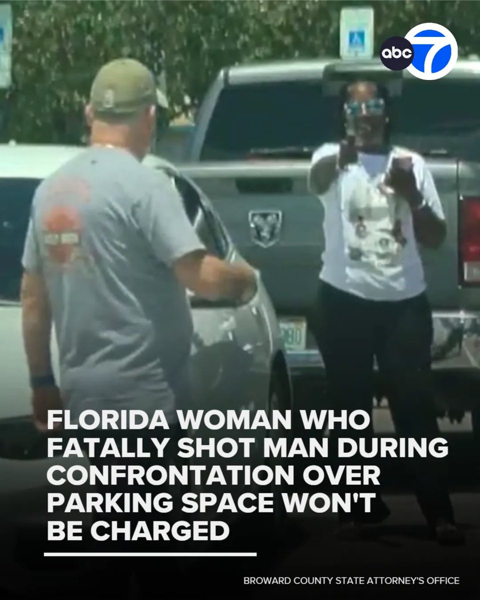 A Florida woman who fatally shot a man in the parking lot of a Walmart during a confrontation over a parking space won't face charges, prosecutors announced