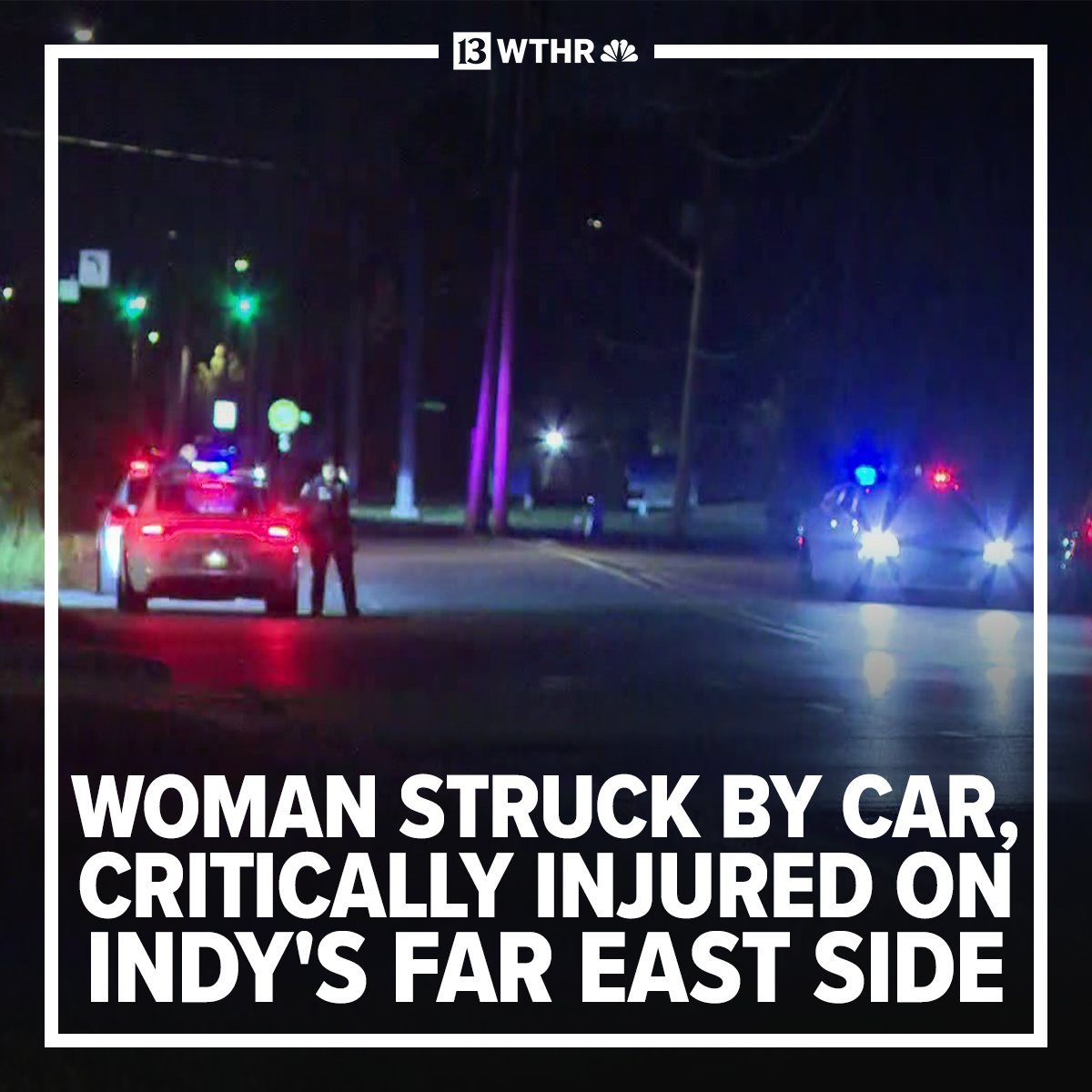 A woman was critically injured early Tuesday when she was struck by a car on the far east side of Indianapolis. She was quickly taken to a local hospital in critical condition