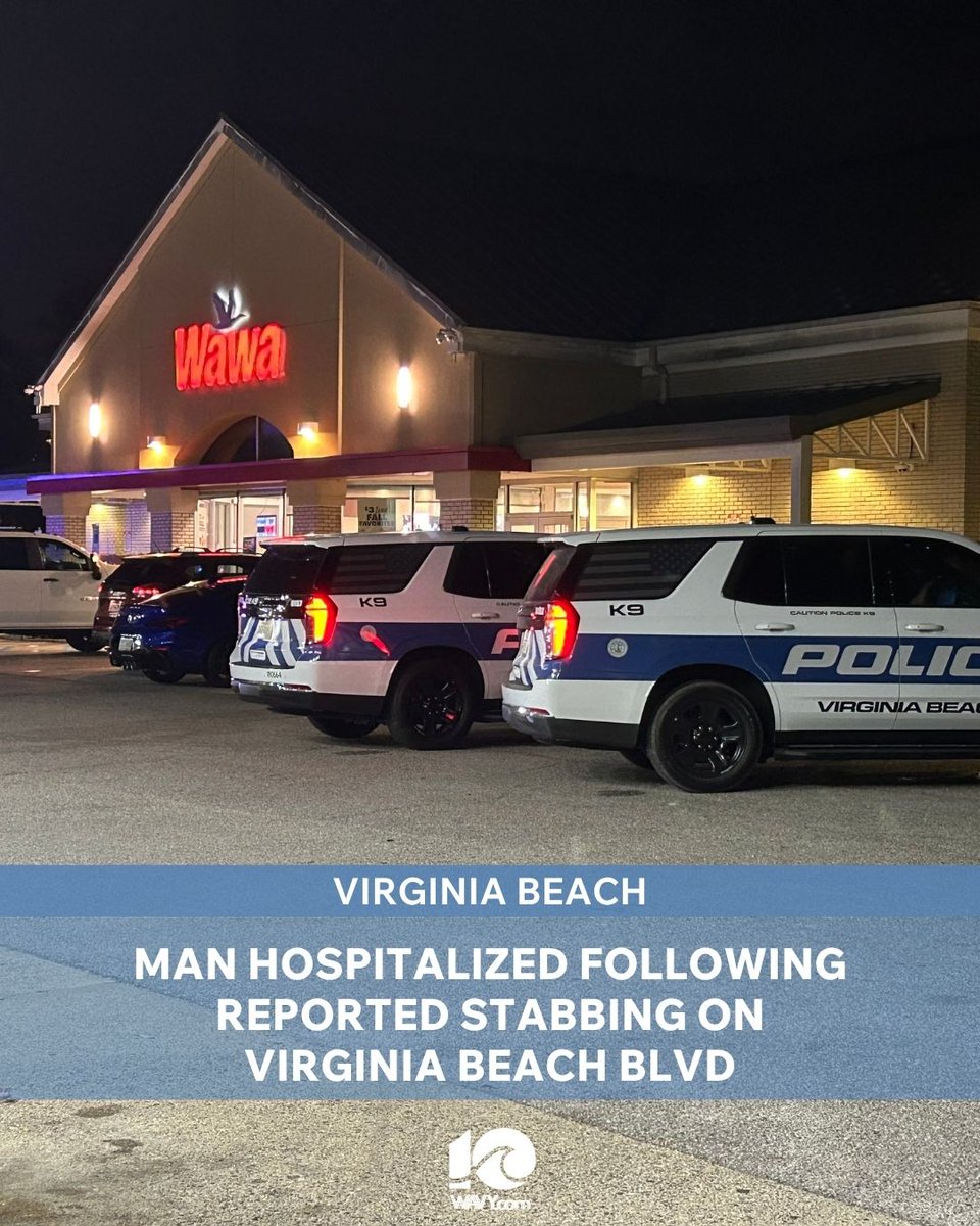 A man is hurt after being stabbed in Virginia Beach Monday night. According to police, officers were called to the Wawa, in the 2500 block of Virginia Beach Boulevard.  When officers arrived on scene, they found a man with injuries
