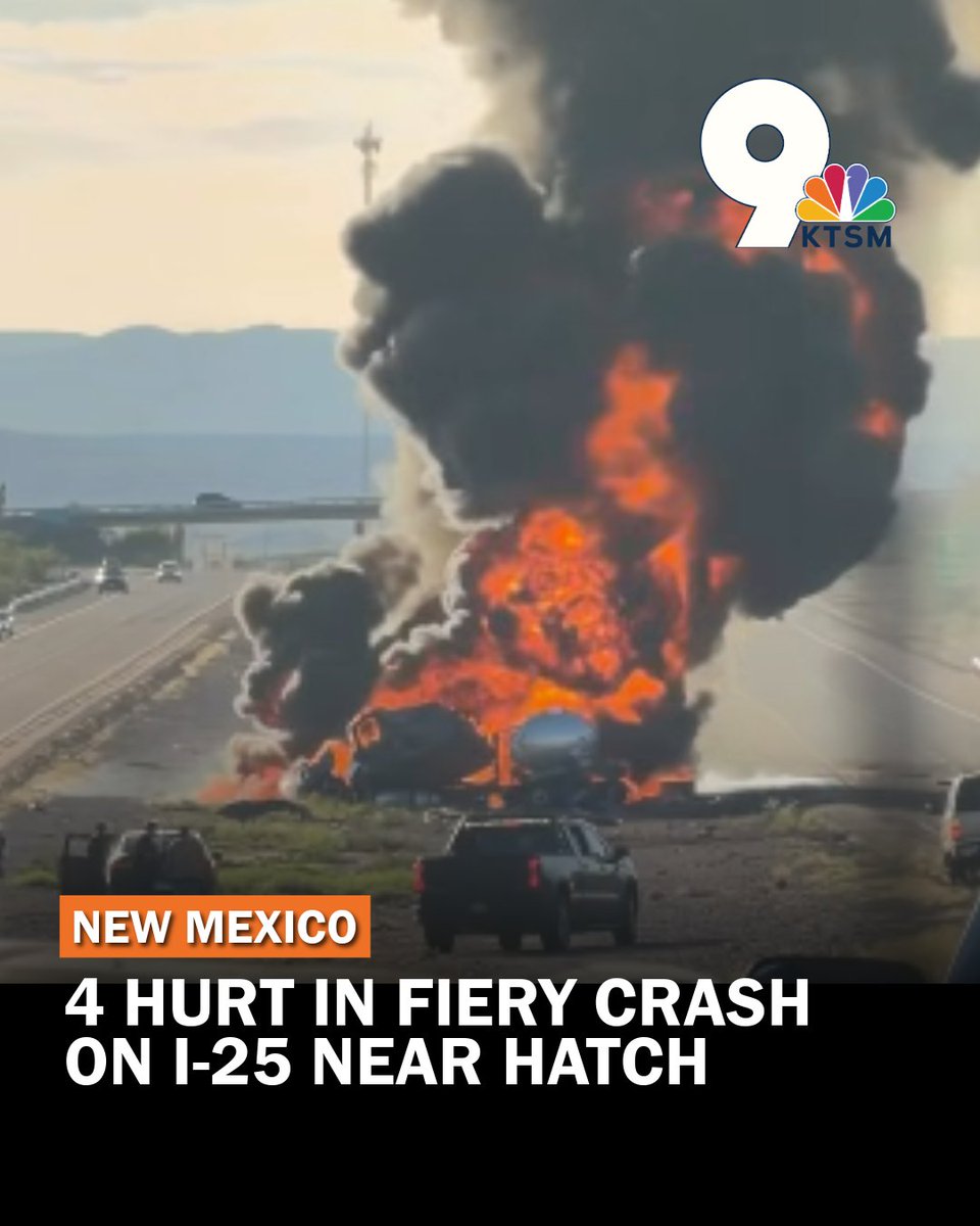 Four people have been transported to the hospital after a crash involving a fuel tanker and a pickup truck