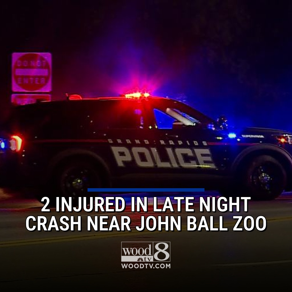 Ake Michigan Drive NW was closed for several hours Sunday night into early Monday morning after two people were hurt in a late-night single-car crash, Grand Rapids police said