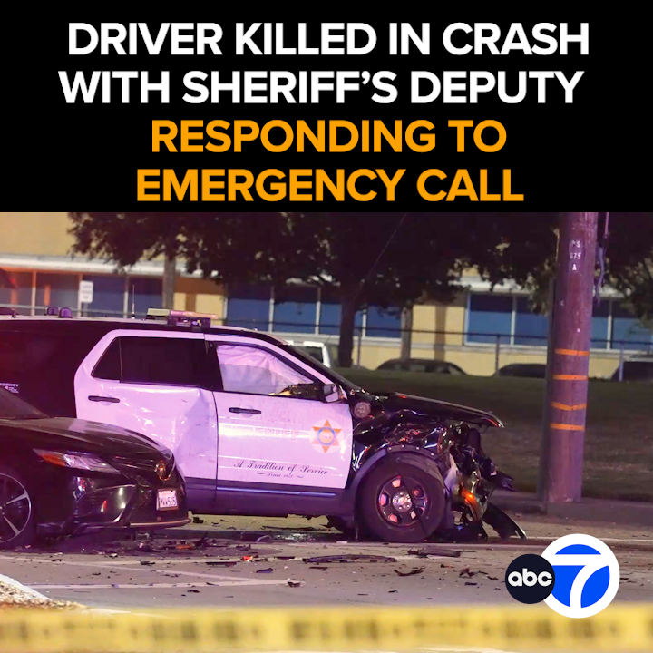A driver in Commerce is dead after their car collides with a sheriff's cruiser responding to an emergency call with lights and siren, LASD says.