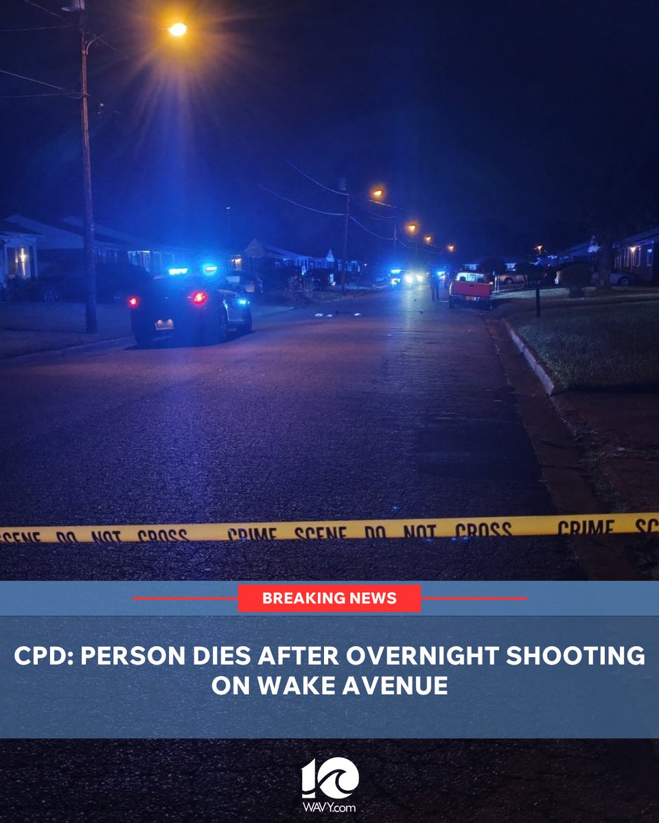 A person died following an overnight shooting Thursday on Wake Avenue, according to the Chesapeake Police Department