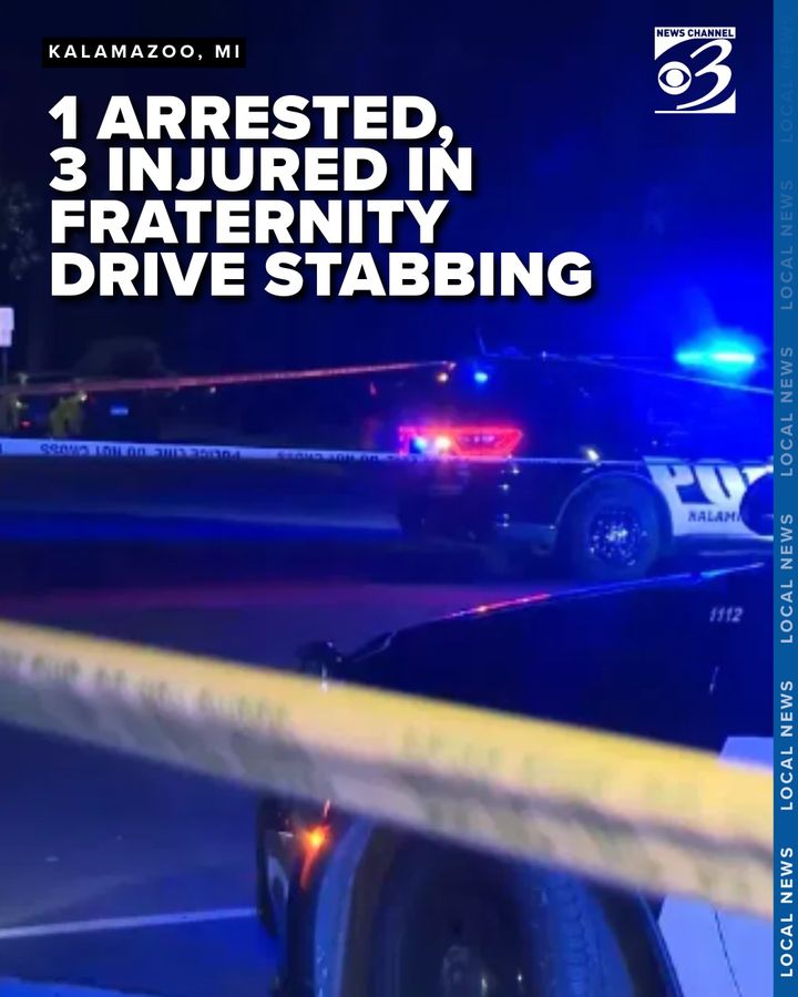 Three men were hurt and one other has been arrested in connection to Sunday's stabbing on Fraternity Village Drive, according to the Kalamazoo Dept. of Public Safety