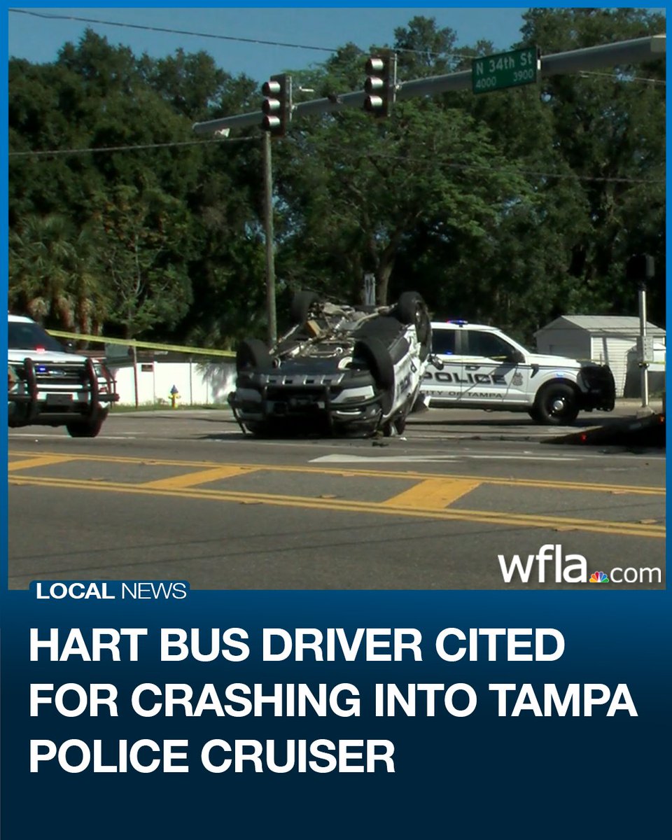 A HART bus driver was cited for running a red light and causing a crash that landed a Tampa police officer in the hospital over the weekend